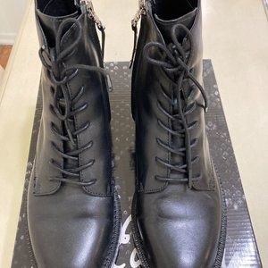 Sam Edelman Black Leather Lace Up Boots